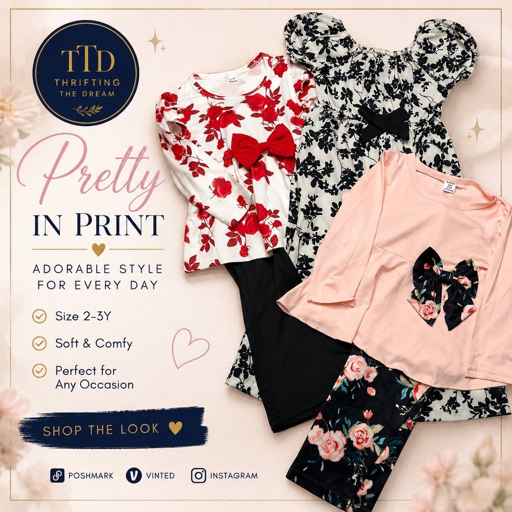 Shein Toddler Girls Floral Outfit Bundle Jumpsuit Pants Sets Size 2-3Y 3pc Lot